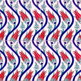 Resim Armada Çini 20x20 Cm Ac 20 Sarmaşık Lale Desenli Çini Seramik Karo 