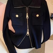 Resim Kadınlar için Dar Kesim Fermuarlı Hırka - Ön Fermuarlı Uzun Kollu Ceket, Zarif Yaka, Ofis, Parti, Günlük Kullanım İçin Görünmez Kumaş, Bahar/Sonbahar Geçiş Dış Giyim - Feng Qianman, Parti Kıyafeti, Şık Tasarım, Dayanıklı Yapı, Şık Katlama Parçası, Rahat Giyinenler 