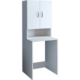 Resim Roomart Cd8 Çok Amaçlı Banyo Üst Dolaplı Çamaşır Makinesi Dolabı Takımı Beyaz 