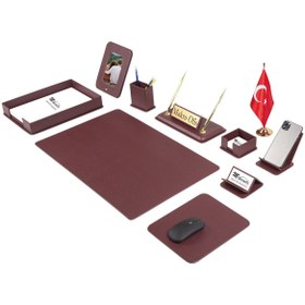 Resim Makroofis Dora Sümen Takımı 12 parça Bordo Masa Bayraklı 