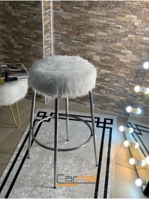 Resim Carneil 1adet 75 Cm Lotus Bar,cafe,mutfak Tabure Sandalyesi Silver-beyaz Peluş 