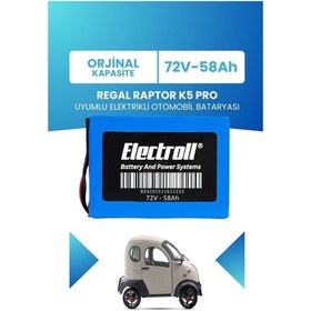Resim Regal Raptor K5 Pro Uyumlu Batarya Lifepo4 72v 58ah 