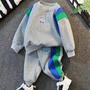Resim 2 Parça Çocuk Spor Bahar/Sonbahar Seti + Renk Bloklu Kapüşonlu Sweatshirt + Jogger - Okula Dönüş, Cadılar Bayramı ve Noel Stilleri İçin Şık & Rahat Kıyafet, Günlük Giyim ve Tatil için Temel Seçenek, Dış Mekan Kullanımına Uygun 