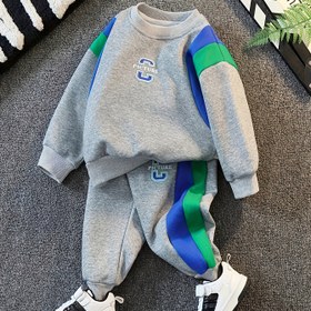 Resim 2 Parça Çocuk Spor Bahar/Sonbahar Seti + Renk Bloklu Kapüşonlu Sweatshirt + Jogger - Okula Dönüş, Cadılar Bayramı ve Noel Stilleri İçin Şık & Rahat Kıyafet, Günlük Giyim ve Tatil için Temel Seçenek, Dış Mekan Kullanımına Uygun 