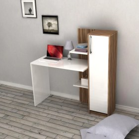 Resim Bicabin Narin Trend Raflı Dolaplı Çalışma Masası Garda Beyaz 