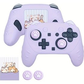 Resim Sunshine022 Switch 2 Pro Controller Mor Kedi Kulaklı Koruyucu Kılıf Ve Aksesuarları 