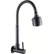 Resim Xuweiwei Siyah Tek Delikli Döner Uzatılabilir Duşakabin Musluğu Mutfak Banyo Esnek Hortum 