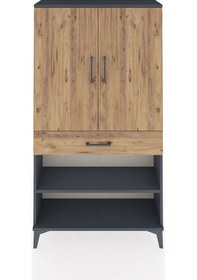 Resim Arges Dolap 4 Raflı Tek Çekmeceli 2 Kapaklı 88x30x163 Antrasit-çam Antrasit 