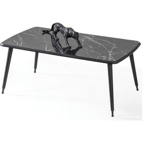Resim 60X100 Cm Lüx Ayaklı Orta Sehpa Siyah Mermer A11 