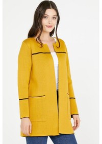 Resim Uzun Triko Ceket - Hardal - Kahve 001 