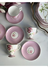 Resim Türk Kahve Fincanı Veronica Blossom 6 Kişilik 12 Parça Renkli 