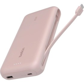 Resim Belkin BPB024HQPK – 20.000 mAh Powerbank, 30W Hızlı Şarj, Entegre USB-C Kablo – Pembe 