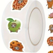 Resim 500 Adet Sevimli Karikatür Yiyecek & Hayvan Stickerları Kedi Yüzleriyle | Yeniden Kullanılabilir, Mat Bitiş, Düzensiz Şekiller | Laptoplar, Bagajlar & DIY Dekor için Kendinden Yapışkanlı Çıkartmalar 