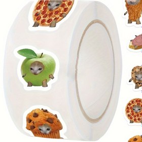Resim 500 Adet Sevimli Karikatür Yiyecek & Hayvan Stickerları Kedi Yüzleriyle | Yeniden Kullanılabilir, Mat Bitiş, Düzensiz Şekiller | Laptoplar, Bagajlar & DIY Dekor için Kendinden Yapışkanlı Çıkartmalar 