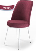Resim Canisa Concept Dexa Serisi Bordo Renk Sandalye Mutfak Sandalyesi, Yemek Sandalyesi Ayaklar Beyaz 