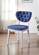 Resim Mymassa Boston Sandalye - Milas Mavi - Beyaz Gürgen Iskelet - Salon Sandalyesi / Mutfak Sandalyesi 
