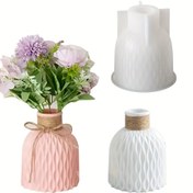 Resim 1 adet Su Dalgası Tasarımı ile Silikon Vazo Kalıbı - Beyaz ve Pembe Dokulu Son, DIY Reçine, Alçı, Beton Kalıbı için İdeal - Ev Dekoru ve Sanat El Sanatları için Mükemmel, DIY El Sanatları Kalıbı|Dokulu Son|Yeniden Kullanılabilir Kalıp 