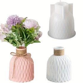 Resim 1 adet Su Dalgası Tasarımı ile Silikon Vazo Kalıbı - Beyaz ve Pembe Dokulu Son, DIY Reçine, Alçı, Beton Kalıbı için İdeal - Ev Dekoru ve Sanat El Sanatları için Mükemmel, DIY El Sanatları Kalıbı|Dokulu Son|Yeniden Kullanılabilir Kalıp 