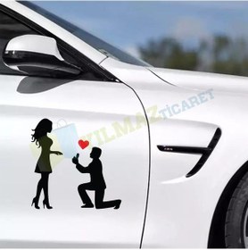 Resim Diz Çöken Adam Aşk Evlilik Teklifi Sticker Yapıştırma Etiket 
