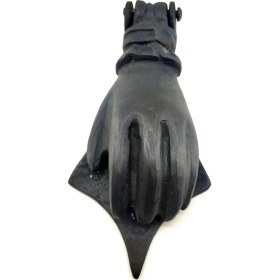 Resim Antika Tarz Dekoratif Pirinç El Kapı Tokmağı, Taktak - 167X75 Mm, Oksit 