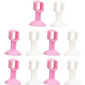 Resim Tenfowee 10'lu Paket: Yumuşak Kauçuk Çamaşır Makinesi Kapı Tutucu - Oda Havusuna Açık Tutar, Koku Oluşumunu Engeller, Suction Cup Montajlı 5 Beyaz + 5 Pembe 