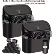 Resim Araba Çöp Torbaları Dört Rulo (60 adet), Premium Mini ve Küçük Çöp Poşetleri, Araba ve Masaüstü Çöp Kutuları için Uygun Kalınlaştırılmış Plastik Poşet Organizatörü 