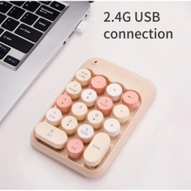 Resim Mi7a Renkli Daktilo Tarzı Vintage Kablosuz Wıreless Numeric Keypad 18 Tuşlu Sayısal Klavye Numpad 