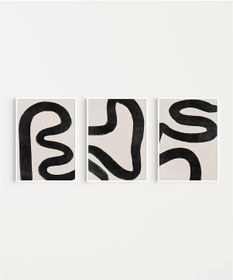 Resim Çerçevesiz Poster Organik Akış Soyut Sanatı Triptik 3'lü 