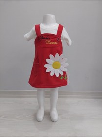Resim İSSE TEKSTİL Bebek Kız Çocuk Papatya Figürlü Askılı Elbise 2 Parça 6-9 ay 9-12 ay 12-18 ay 