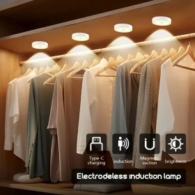Resim Hareket Sensörlü USB Şarjlı Spot Lamba – Mıknatıslı & Yapışkanlı, Gün Işığı Led, Kablosuz Aydınlatma 
