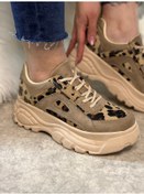 Resim Günlük Kadın Spor Ayakkabı Yüksek Taban 6 Cm Sneaker Siyah - Beyaz - Bej - Rugan - Süet 001 Vizon Leopar 