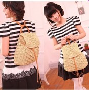 Resim Kağıt İplik Hasır Sırt Çantası Str-1203 Yeşil Yeşil 