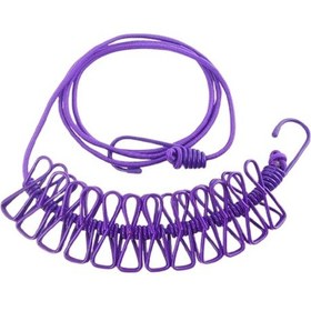 Resim Mandalı Çamaşır İpi Taşınabilir Seyahat Çamaşır İpi 12 Klipsli Lastikli Çamaşır Mandalları Çok Renkli 