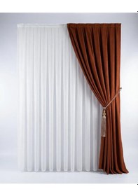 Resim Kiremit Renk Kadifemsi Ada Fon Perde 1/2,5 Orta Pileli V-37 Kiremit 