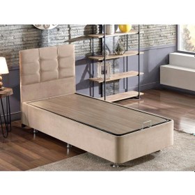 Resim Nironyatak Niron Polo Baza Ve Başlık Seti - 80X180 Cm Tek Kişilik Sütlü Kahv 