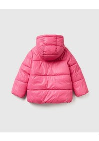 Resim United Colors Of Benetton Kız Bebek Logo İşlemeli Kapüşonlu Mont Fuşya 