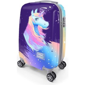 Resim Coral High Unicorn Desenli Kabin Boy Valiz 50cm 16540 Çok Renkli 