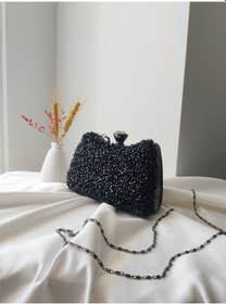 Resim Vivazzaluxe Kristal Taşlı Kadın Abiye, Clutch Çanta Siyah 