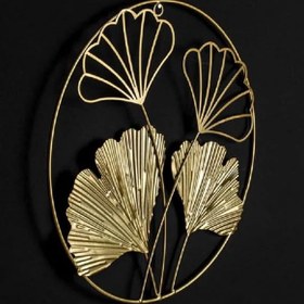 Resim VonaHome Dekoratif Duvar Tablosu Çiçek Figürlü Metal Altın Rengi 30cm 