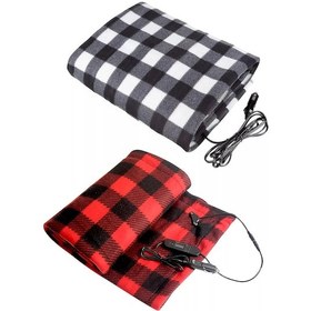 Resim Araba Battaniyesi - 12 Volt Isıtmalı Polar Seyahat Battaniyesi, Patentli Güvenlik Zamanlayıcısı İle Sabit Sıcaklık Isıtma Battaniyesi Gri 