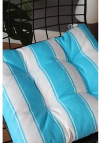 Resim Altınpamuk Altınpamuk Beta Pofidik Turkuaz Beyaz Sandalye Minderi Bağcıklı 4 