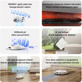Resim Robot Vacuum H40 Akıllı Robot Süpürge + Mop 10000PA (Xiaomi Türkiye Garantili) 