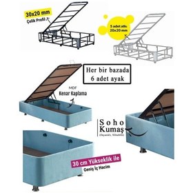 Resim Nironyatak Cozy Baza - 100 x 200 CM Cm Tek Kişilik Sandıklı Bebek Mavisi Kumaş Ba 