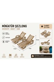 Resim Proton 1/50 Ölçek Maket Şemsiye ve 2 adet Şezlong Set Lazer Kesim Maket Kartonu Mimari Maket Havuz Bahçe Plaj Seti 