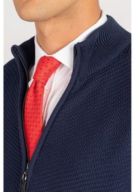 Resim Tudors Slim Fit Dar Kesim Kendinden Desenli Erkek Hırka-23219 Lacivert 