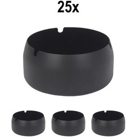 Resim 25 Adet Çelik Siyah 8 Cm Kafe Restaurant Lokanta Yuvarlak Kül Tablası Küllük 