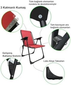 Resim Natura 4 Adet Kamp Sandalyesi Katlanır Piknik Sandalye Oval Bardaklıklı Kırmızı Kırmızı Tek Ebat 