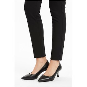 Resim Siyah Cilt Kadın İnce Kısa Topuklu Abiye Ayakkabı 695033 Z Siyah Cilt 