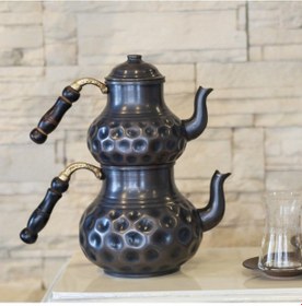 Resim Nusnus Bakır Dilimli Büyük Çaydanlık Siyah No 2 Ns-05058 Bakır 