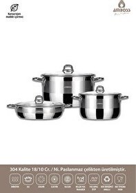 Resim Amboss Valeria 6 Parça Tüm Ocaklara Uyumlu Paslanmaz Çelik Tencere Tava Sütlük Seti 
